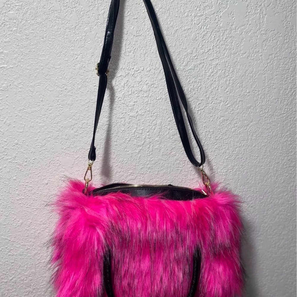 Faux Fur Pink Shoulder Bag